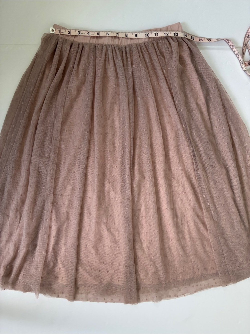 Garnet Hill Dusty Rose Dot Tulle Midi Skirt Cotton Blend Small